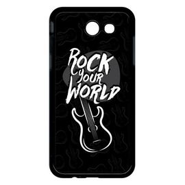 Coque Pour Smartphone - Rock Your World Fond Noir - Compatible Avec Samsung Galaxy J3 (2017) - Plastique - Bord Noir