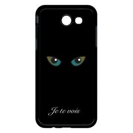 Coque Pour Smartphone - Je Te Vois Yeux De Chat - Compatible Avec Samsung Galaxy J3 (2017) - Plastique - Bord Noir