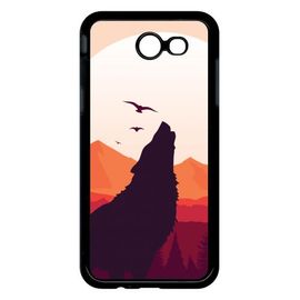 Coque Pour Smartphone - Loup La Pleine Lune - Compatible Avec Samsung Galaxy J3 (2017) - Plastique - Bord Noir