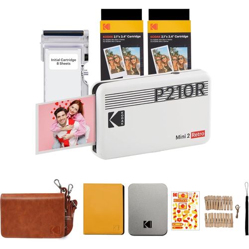 Hamiltion-Mini 2 Retro Cadeau Noel 4Pass Imprimante Photo 4Pass (5,3 X 8,6 Cm) + 8 Feuilles, Noir