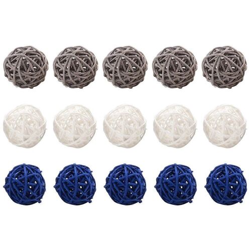 15 Pcs Boules De Rotin Décoratif Boule Orbes Vase Remplissages Table Decor, Pour Plafond Grapevine Ball Decora