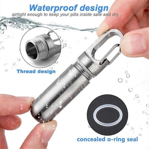 Portable Mini Acier Inoxydable Scellé Capsule Étanche Pilulier Boîte Camping Premiers Secours Pendentif Voyage Extérieur Pilulier 
