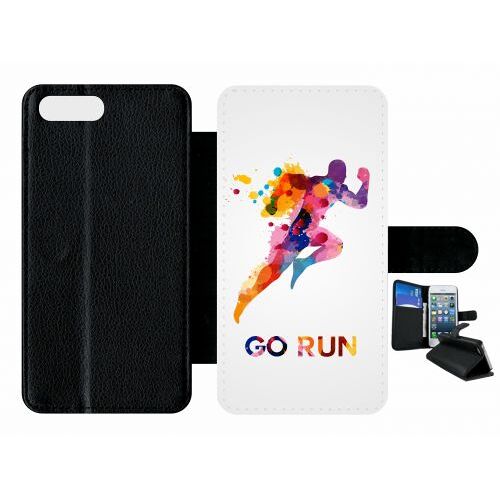 Etui A Rabat - Go Running Motivation - Compatible Avec Apple Iphone 7 Plus - Plastique - Bord Noir