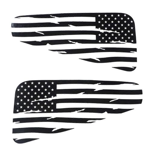 2 Pcs Pvc Voiture Arrière Triangle Fenêtre Garniture Drapeau Américain Autocollant Pour 2008-2014