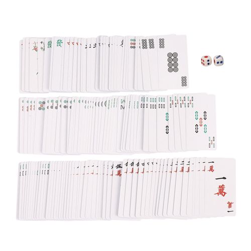144pcs/Set Mah Jong Paper Mahjong Chinois De Cartes À Avec 2pcs Dés Portable Voyage Divertissement Cartes À Kit Nouveau