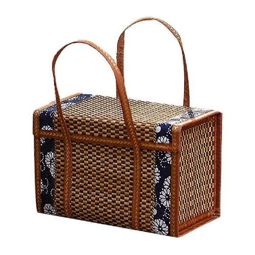 Pique-Panier Tissé Osier Poignée De Rangement Pliable Panier En Bambou B