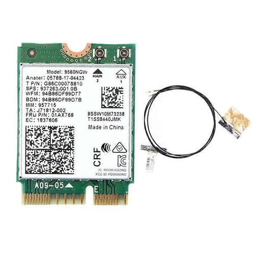 Carte WiFi 9560NGW + antenne Adaptateur sans fil 802.11Ac M.2 CNVI 9560NGW