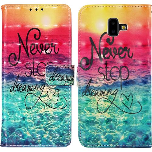Coque Pour Samsung Galaxy J6 Plus 2018, Housse Premium En Cuir Samsung J6 Plus 2018, Magnetique Flip Case Portefeuille Pu Cuir A Rabat Housse Etui De Protection Avec Porte Cartes (Ocean)