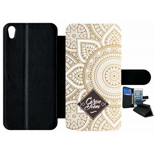 Etui À Rabat Xperia Xa - Carpe Diem Modif Orient Fond Blanc - Simili-Cuir - Noir