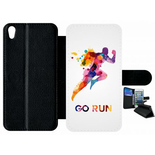 Etui À Rabat Xperia Xa - Go Running Motivation - Simili-Cuir - Noir