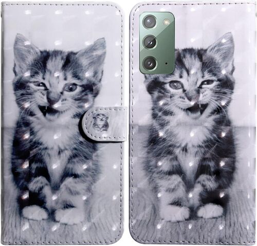 Coque Pour Samsung Galaxy Note 20, Housse Premium En Cuir Samsung Note 20, Magnetique Flip Case Portefeuille Pu Cuir A Rabat Housse Etui De Protection Avec Porte Cartes (Chat 4)