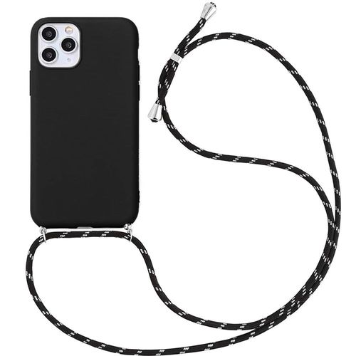 Coque Pour Iphone 11 Pro (5.8'') Couleur Unie Protection Souple Mince Silicone Inclu Tour De Cou Universel Noir