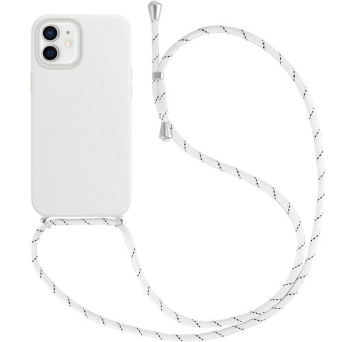 Coque Pour Iphone 12 (6.1'') Souple Anti-Choc Anti-Rayure Silicone Inclu Chaîne De Portable Blanc