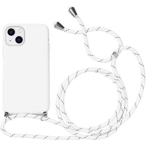 Coque Pour iPhone 13 Mini (5.4'') Slim Silicone Protection Anti-Rayure Souple + Bandoulière Blanc