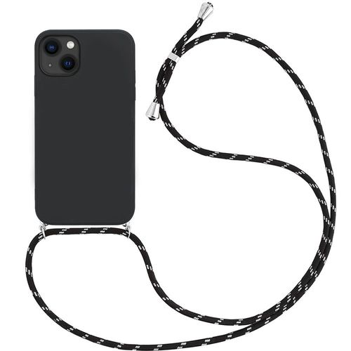 Coque Pour Iphone 13 (6.1'') Silicone Souple Anti-Choc Couleur Unie Inclu Tour De Cou Universel Noir