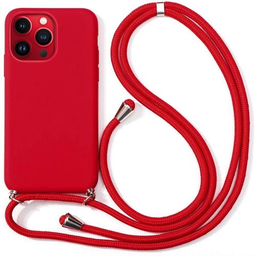 Coque Bandoulière Pour Iphone 13 Pro (6.1'') Rouge Protection Souple Anti-Choc Anti-Rayure Silicone