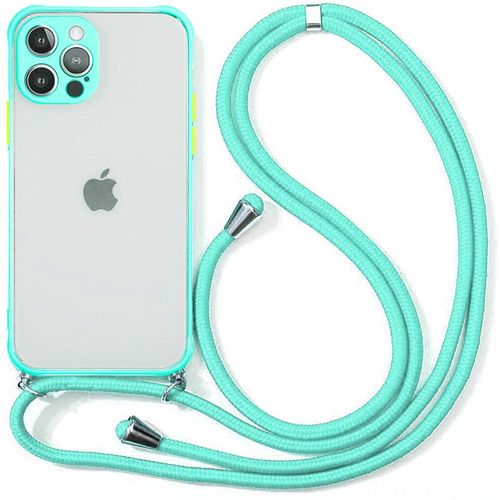 Coque Tour De Cou Universel Pour Iphone 11 Pro (5.8'') Turquoise Couleur Vive Givrée Mince Dure Rigide