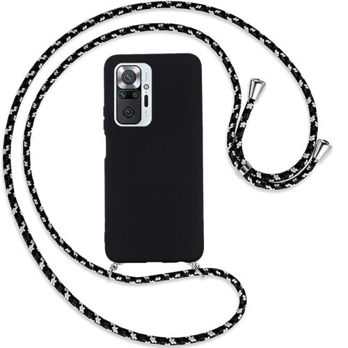 Coque Pour Redmi Note 10 Pro 5g (6.67'') Souple Protection Anti-Rayure Silicone + Bandoulière Noir