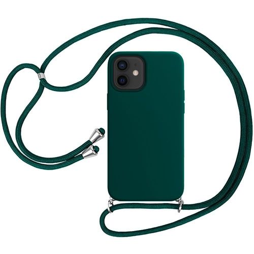 Coque Collier Cordon Pour Iphone 12 (6.1'') Vert Nuit Souple Anti-Choc Anti-Rayure Silicone