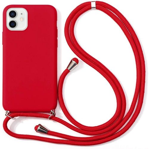 Coque Tour De Cou Universel Pour Iphone 11 (6.1'') Rouge Anti-Rayure Souple Couleur Unie Protection Silicone