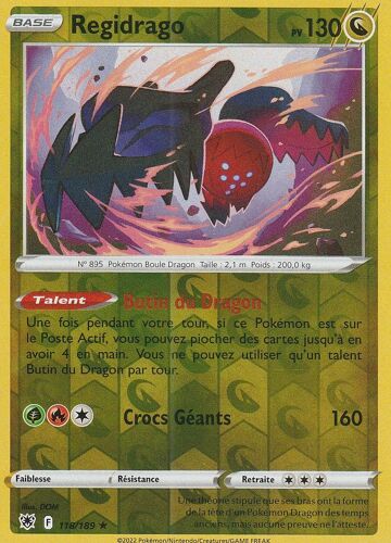 Carte Pokemon - Regidrago - 118/189 - Holo-Reverse - Eb10 - Astres Radieux -