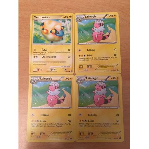 3x Lainergie 90pv (39/114) + Wattouat 50pv (94/132) Pokemon