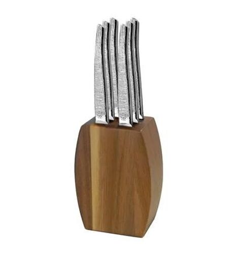 Jet Textil - Bloc Bois D'acacia 6 Couteaux Steak