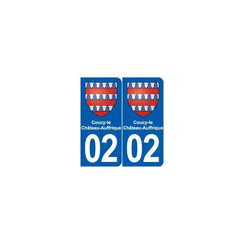 02 Coucy-Le-Château-Auffrique Blason Ville Autocollant Plaque Sticker - Couleur : Droits - Angles : Droits