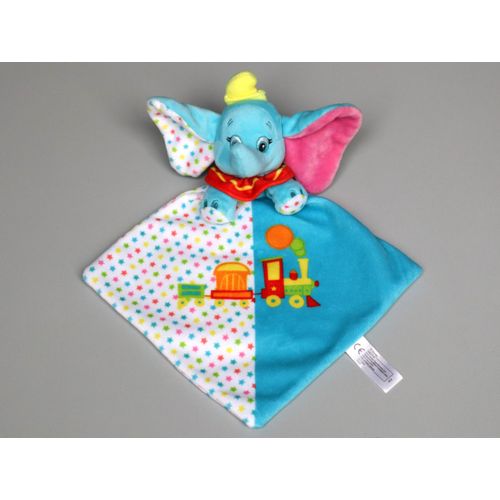 Doudou Plat Dumbo Bleu Blanc Train Étoiles Disney Nicotoy