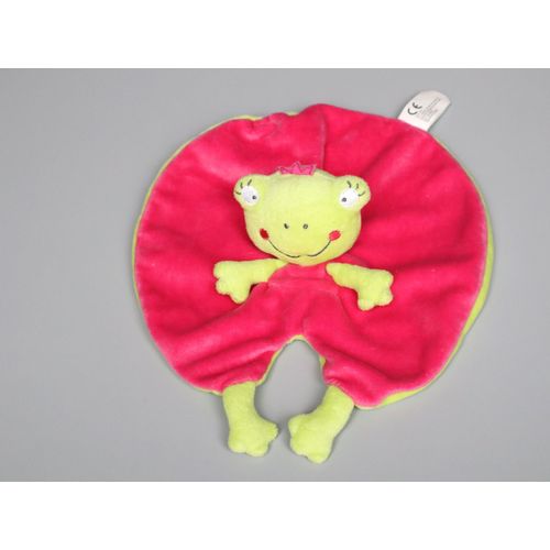 Doudou Grenouille Plat Rose Vert Nicotoy