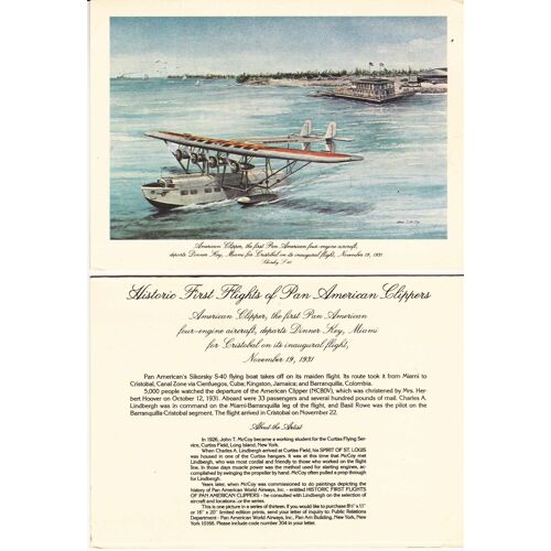 Menu / Pan Am / Clipper Class / Pan American Sikorsky S-40 Flying Boat 1931