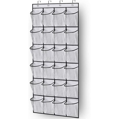 Sac de rangement pour chaussures en tissu non tissé 24 compartiments (blanc)