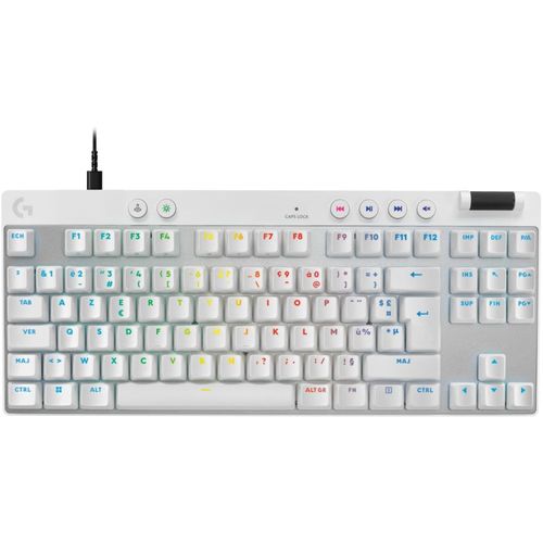 Logitech PRO X RAPID - Clavier - TKL - backlit - USB - AZERTY - Français - commutateur : Linear - blanc