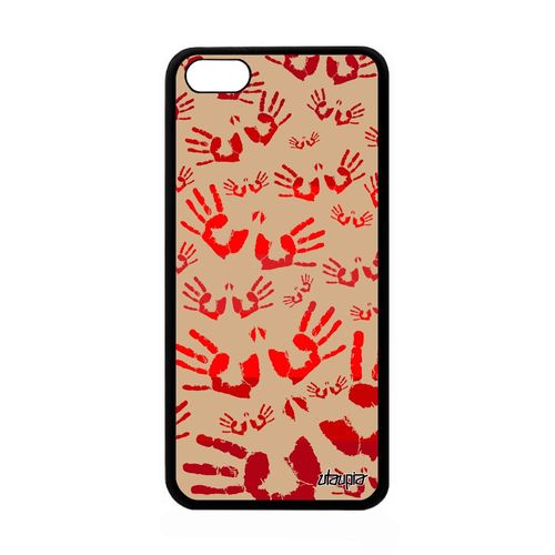 Coque Apple Iphone 5c Silicone Empreinte Main Rouge Enfant Portable Petites Etui