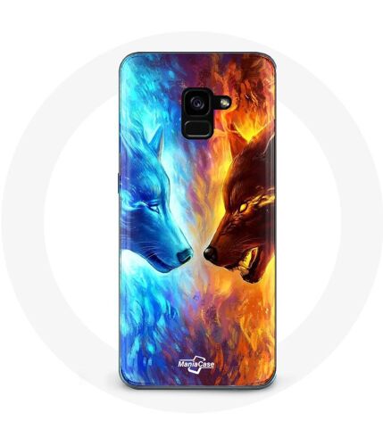 Coque Pour Samsung Galaxy A8 Plus Loup De Glace Et De Feu