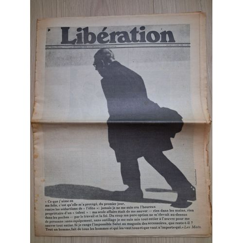 Quotidien Liberation Du 17 Avril 1980 : Deces De Jean Paul Sartre