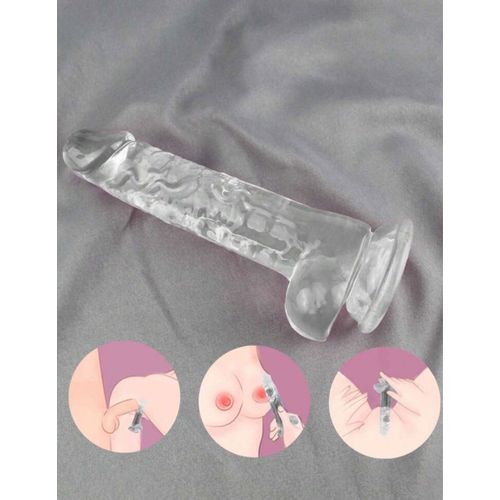 Gros Gode Pénis Monstrueux Réaliste Transparent Ventouse Jouets Sexuels De 18cm