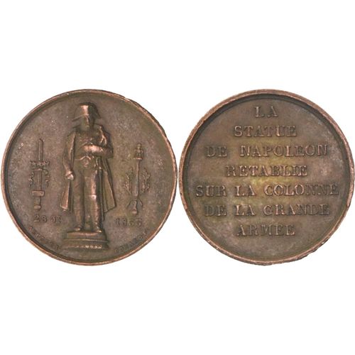 France - Médaille - 1833 - Rétablissement De La Statue De Napoléon Sur La Colonne D'austerlitz - Rare - 13-239