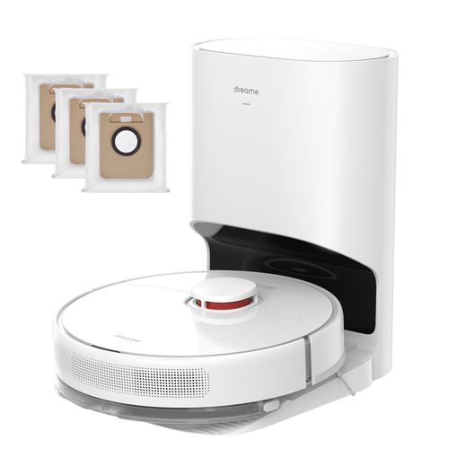 Aspirateur robot et laveur Dreame D10 Plus combo avec 3 sacs à poussière, Navigation LiDAR Détection Obstacles, Aspiration 4000Pa Tapis et Poils d'animaux, Batterie 170 Min, WiFi/APP/Alexa