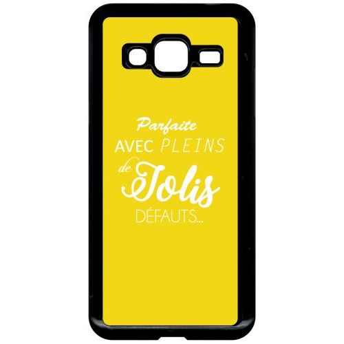 Coque Pour Smartphone - Parfaite Avec Pleins De Jolis Defauts Fond Jaune - Compatible Avec Samsung Galaxy J3 - Plastique - Bord Noir
