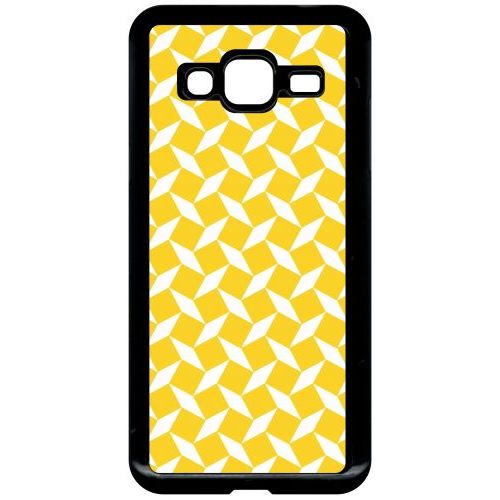 Coque Pour Smartphone - Carreau Jaune - Compatible Avec Samsung Galaxy J3 - Plastique - Bord Noir