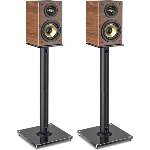 SUBZONAL-Support D'enceinte Universel Pieds Enceintes - Hauteur 680 mm - Supporte Les Petites Enceintes Satellites Allant Jusqu'a 10kgs - Ensemble de 2 - Gestion des Câbles - Facile À Assembler - Noi