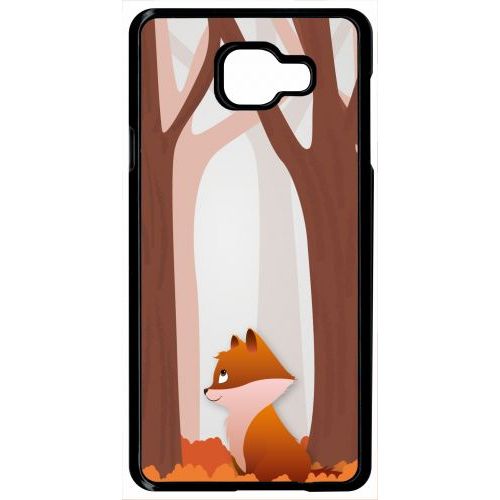 Coque Pour Smartphone - Renard Fond - Compatible Avec Samsung Galaxy A7 (2016) - Plastique - Bord Noir