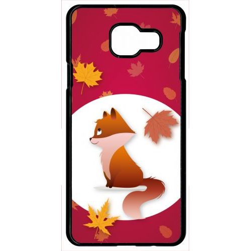 Coque Pour Smartphone - Renard Fond Rouge - Compatible Avec Samsung Galaxy A9 (2016) - Plastique - Bord Noir
