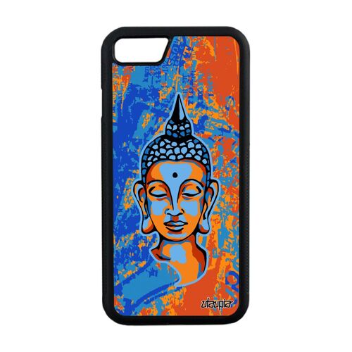 Coque silicone iPhone 7 bouddha journal tibet Bleu pochoir portrait de