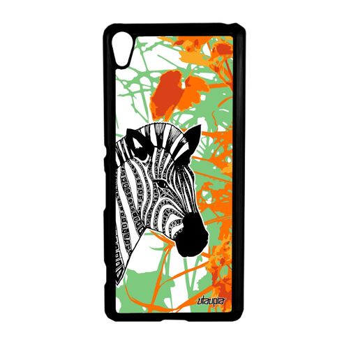 Coque Sony Xperia XA zebre 4G feuilles cheval noir et blanc Orange azteque fleur