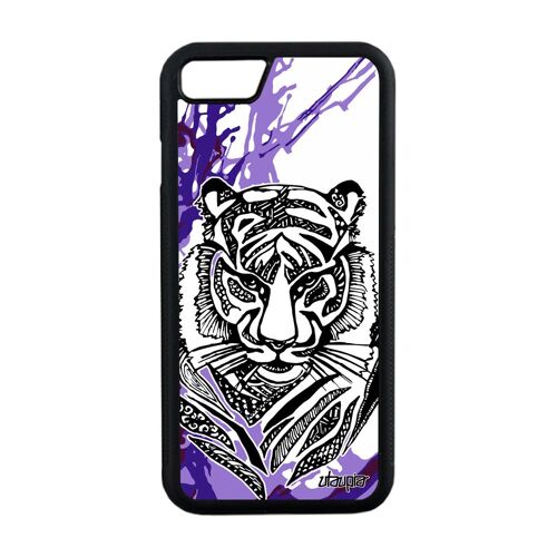 Coque silicone pour iPhone 7 tigre housse rigide jolie Violet tribal blanc iPhone 7