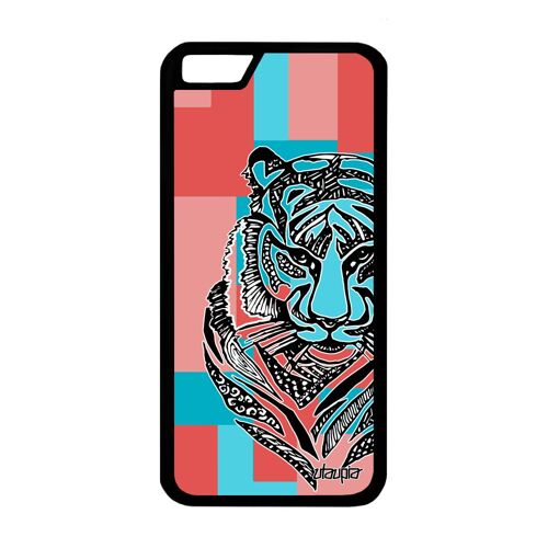 Coque Pour Iphone 6 6s Silicone Tigre Sauvage Fauve Animaux Cube Metal De
