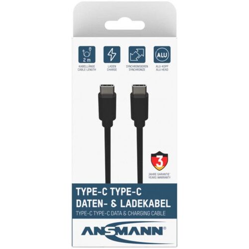 Ansmann 1700-0122 Câble Usb 2 M Usb C Noir