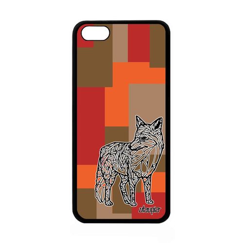 Coque Apple Iphone 5c Silicone Renard Futé Telephone Marron Roux Made In France